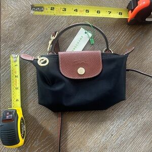 Longchamp Black and Tan Mini Bag